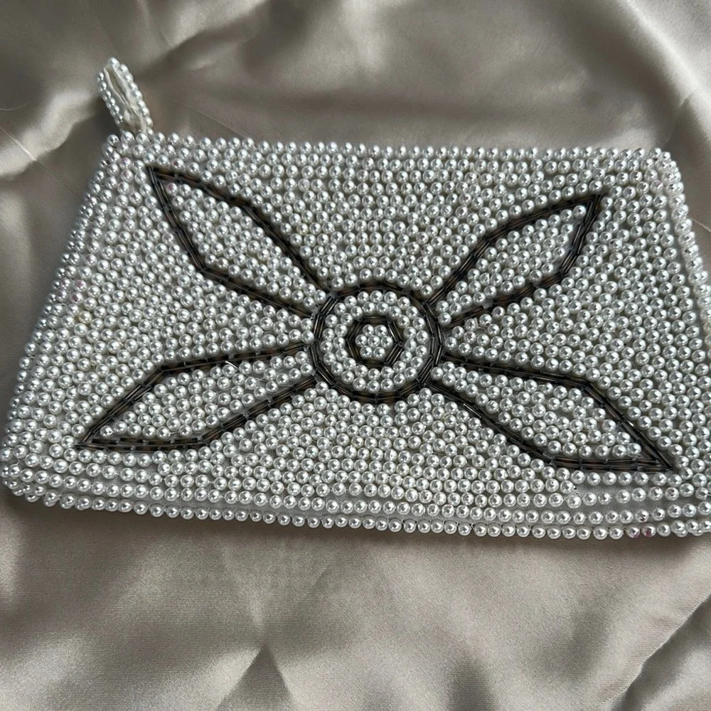 Elegant Pearl-Embellished Clutch